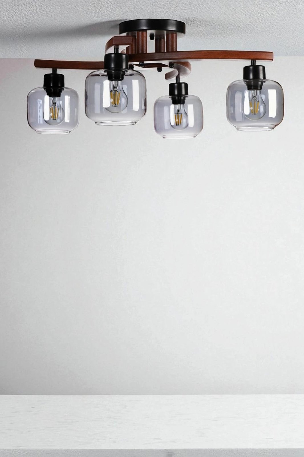 Llambadar Opviq, 9002-2, metal dhe xham, ngjyrë gri, arre, e zezë