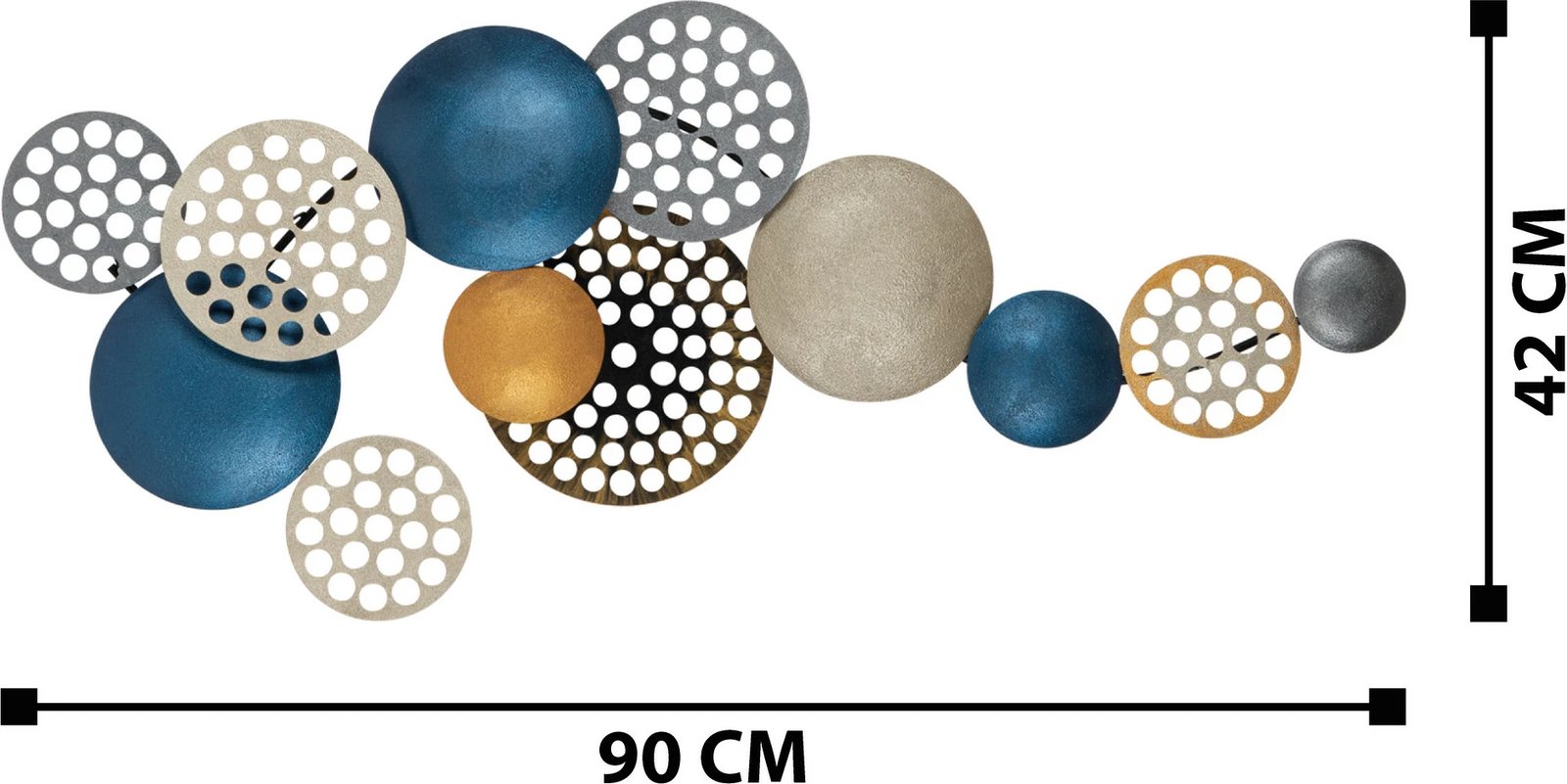 Aksesor dekorativ metalik për mur, Wallity Bronte, CH103-2, shumëngjyrësh, 90x8x42 cm