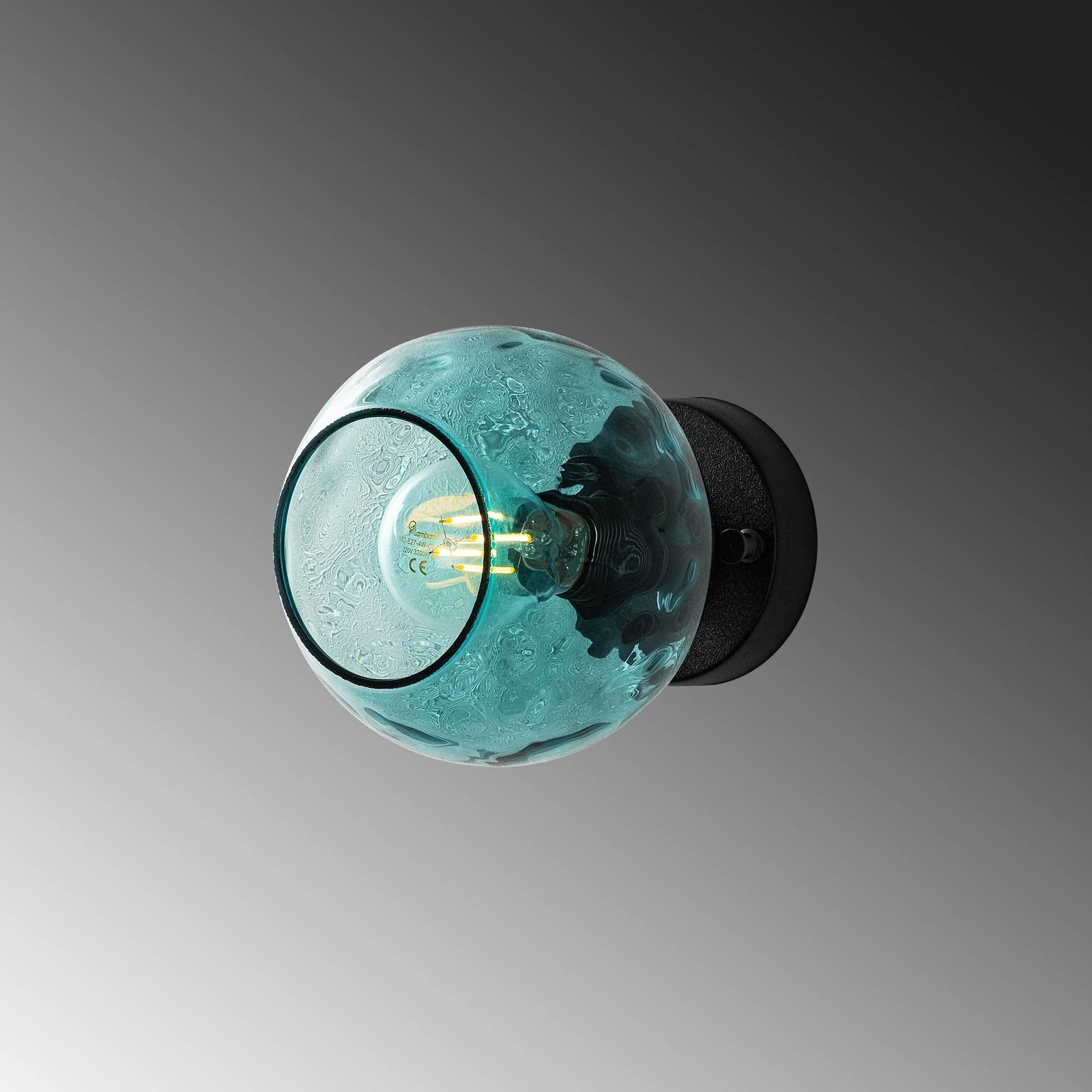 Llambë muri Opviq Benek, metal e xham, blu dhe e zezë, 15x18x15cm