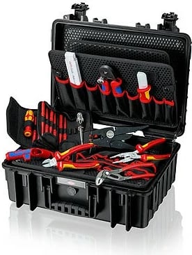 Kasë Knipex 00 21 35, 25 xhepa, rezistente ndaj shpimit, e papërshkueshme nga uji, e zezë