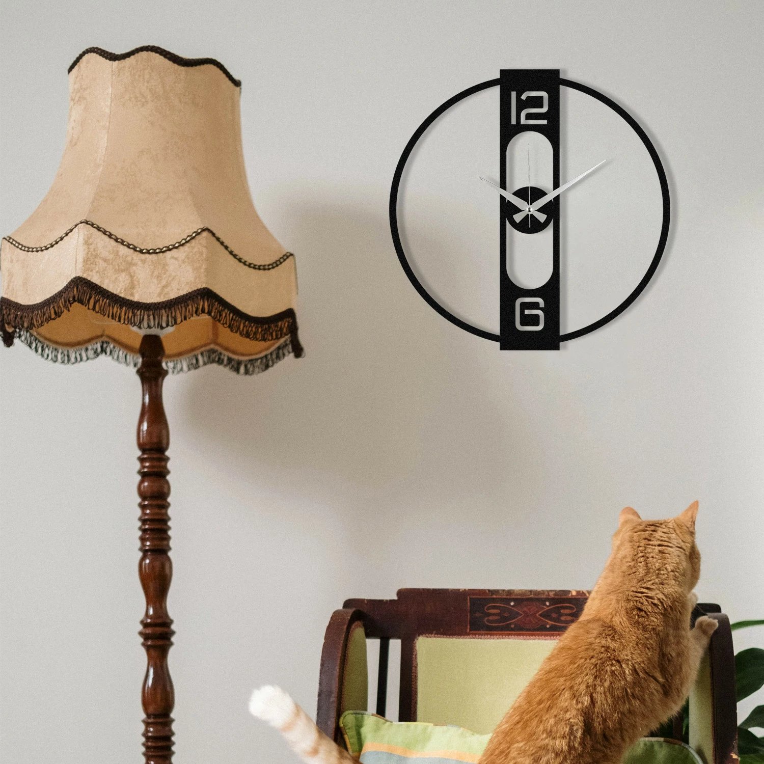 Orë muri dekorative metalike Wallity, Enzo, e zezë, 48x48cm