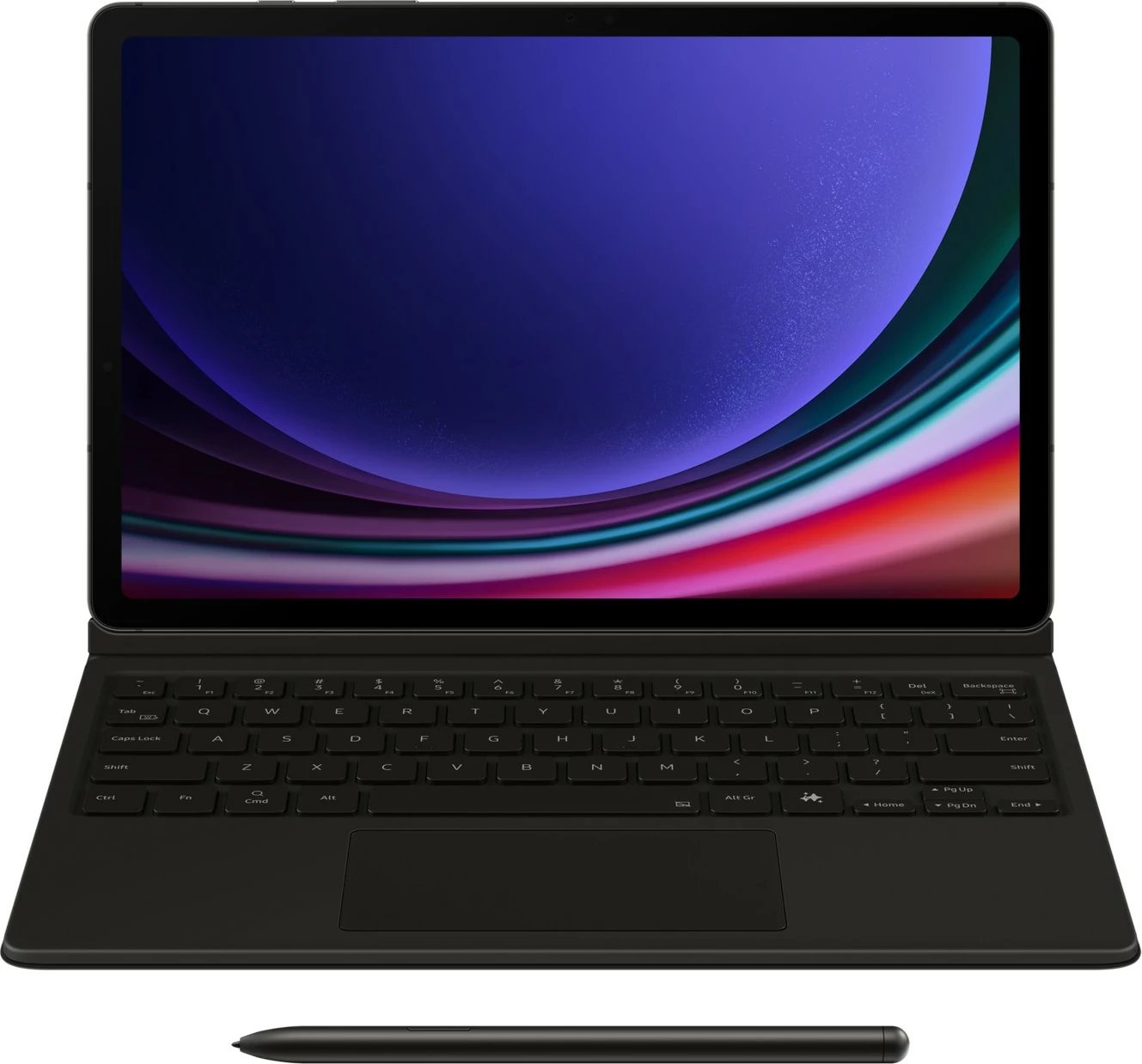 Mbështjellës tastierë Samsung EF-DX725, QWERTZ, Galaxy Tab S9, Galaxy Tab S9 FE, e zezë