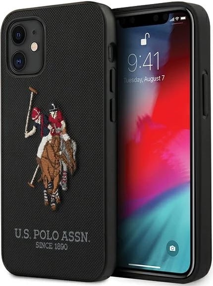 Mbështjellës U.S. Polo Assn. USHCP12SPUGFLBK për iPhone 12 mini, Polo Embroidery, i zi