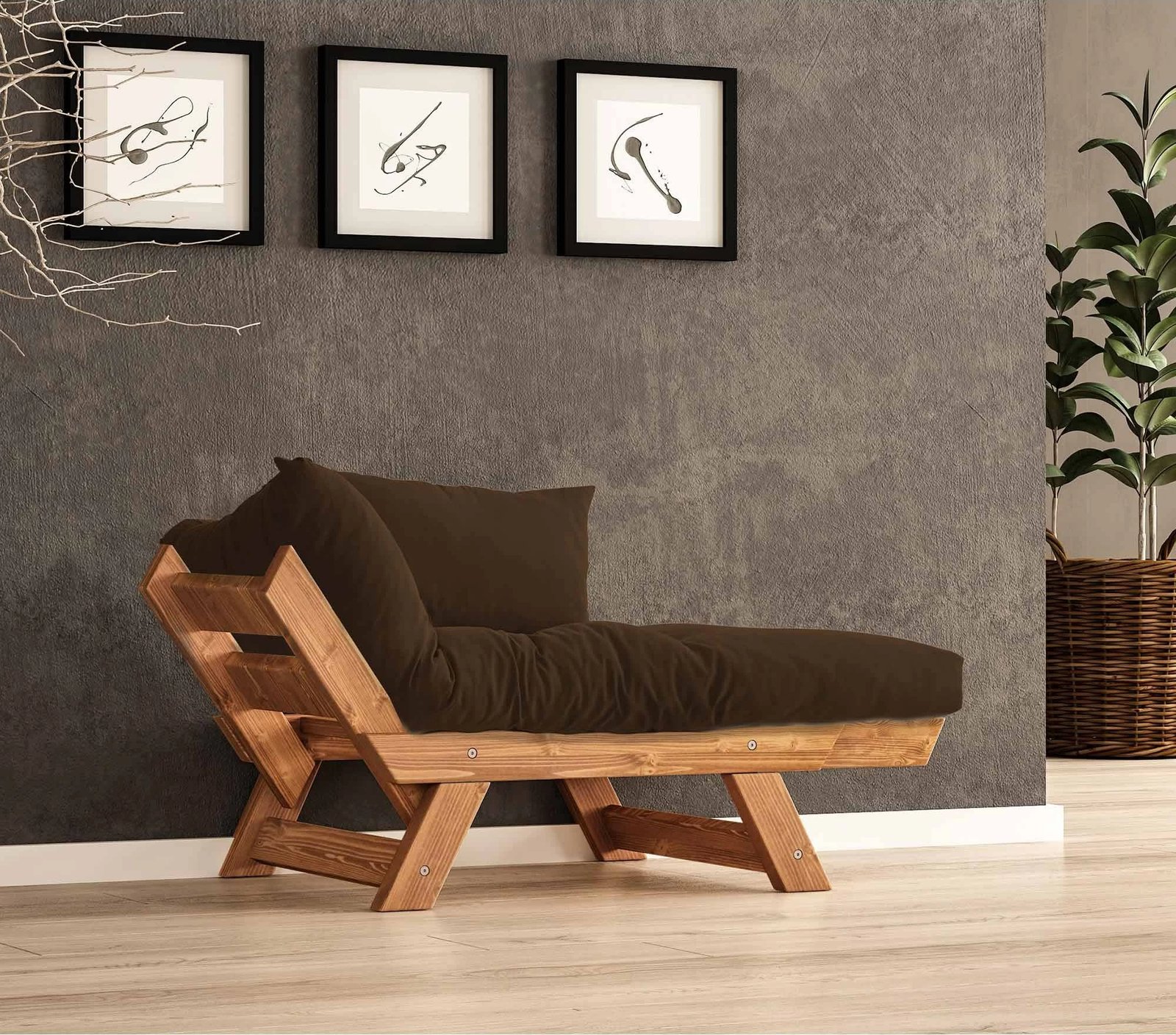 Karrige për kopsht një vend, Skye Decor, CPT8154-140, ngjyrë teak dhe gri