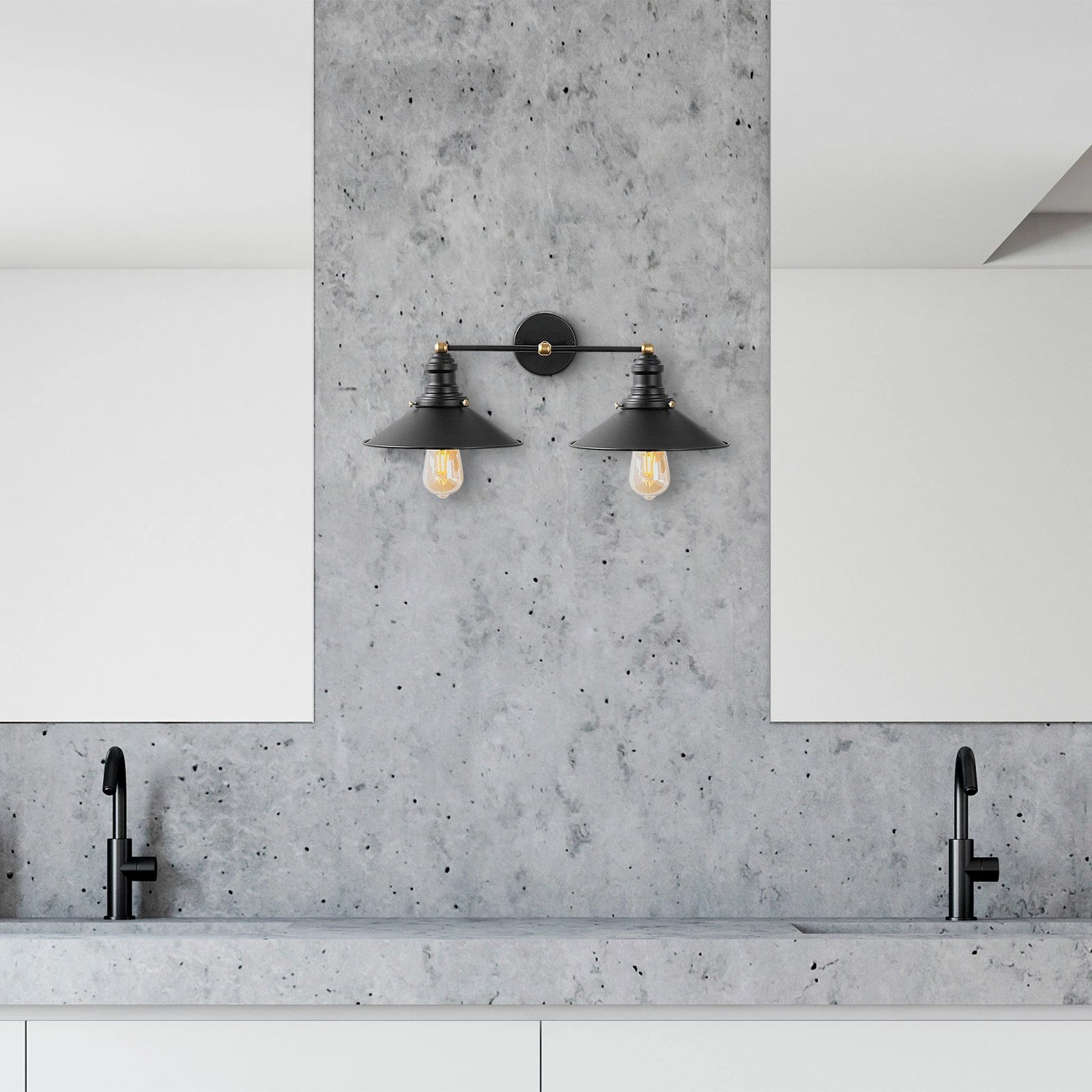 Llambë muri Opviq, formë konike, e zezë dhe e artë, 12190