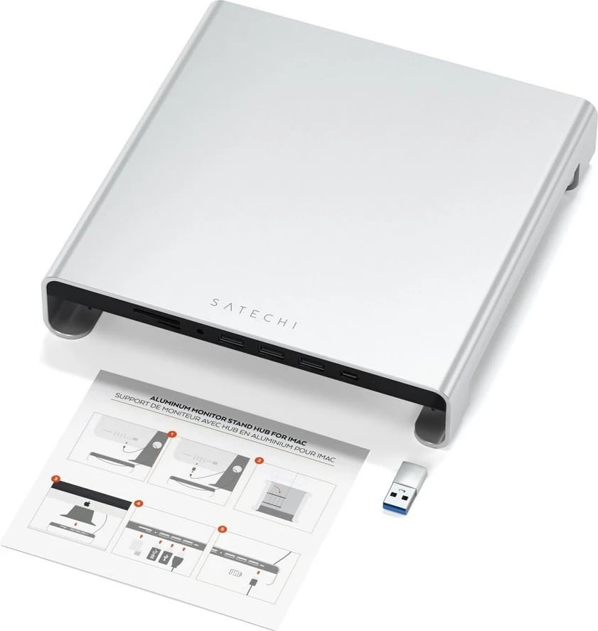 Dock Satechi ST-AMSHS për laptop ose kompjuter, USB 3.2 Gen 1 Type-C, argjendtë