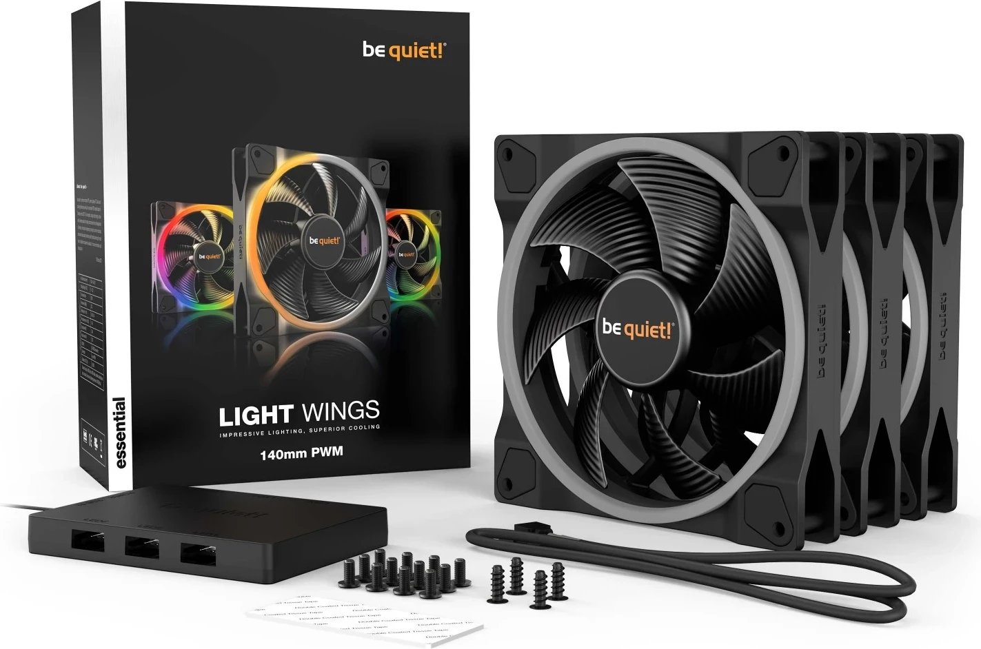 Ftohës Be quiet! Light Wings, 140mm, 3 copë, të zeza