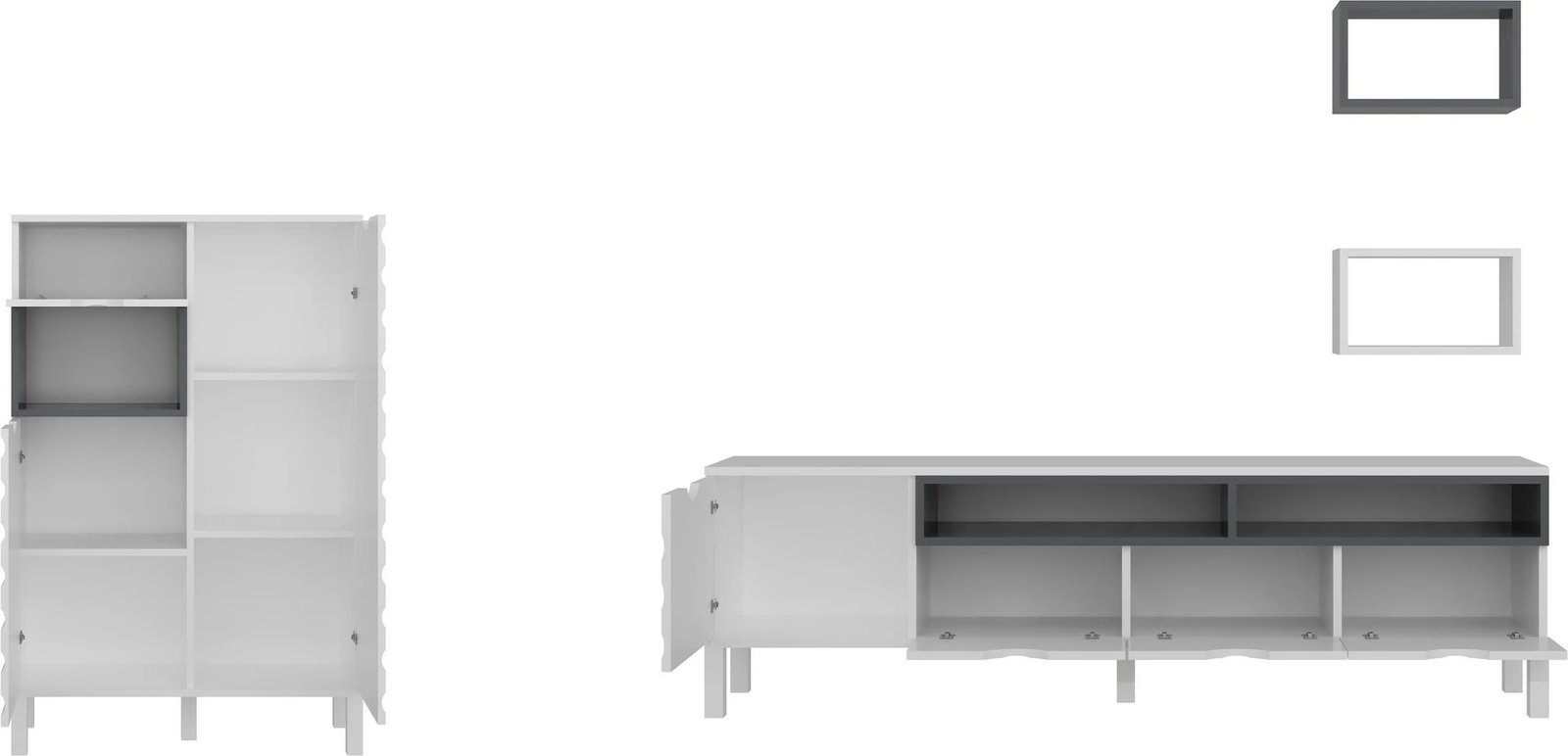 Komodë TV Skye Decor, bardhë dhe antracit, Adel