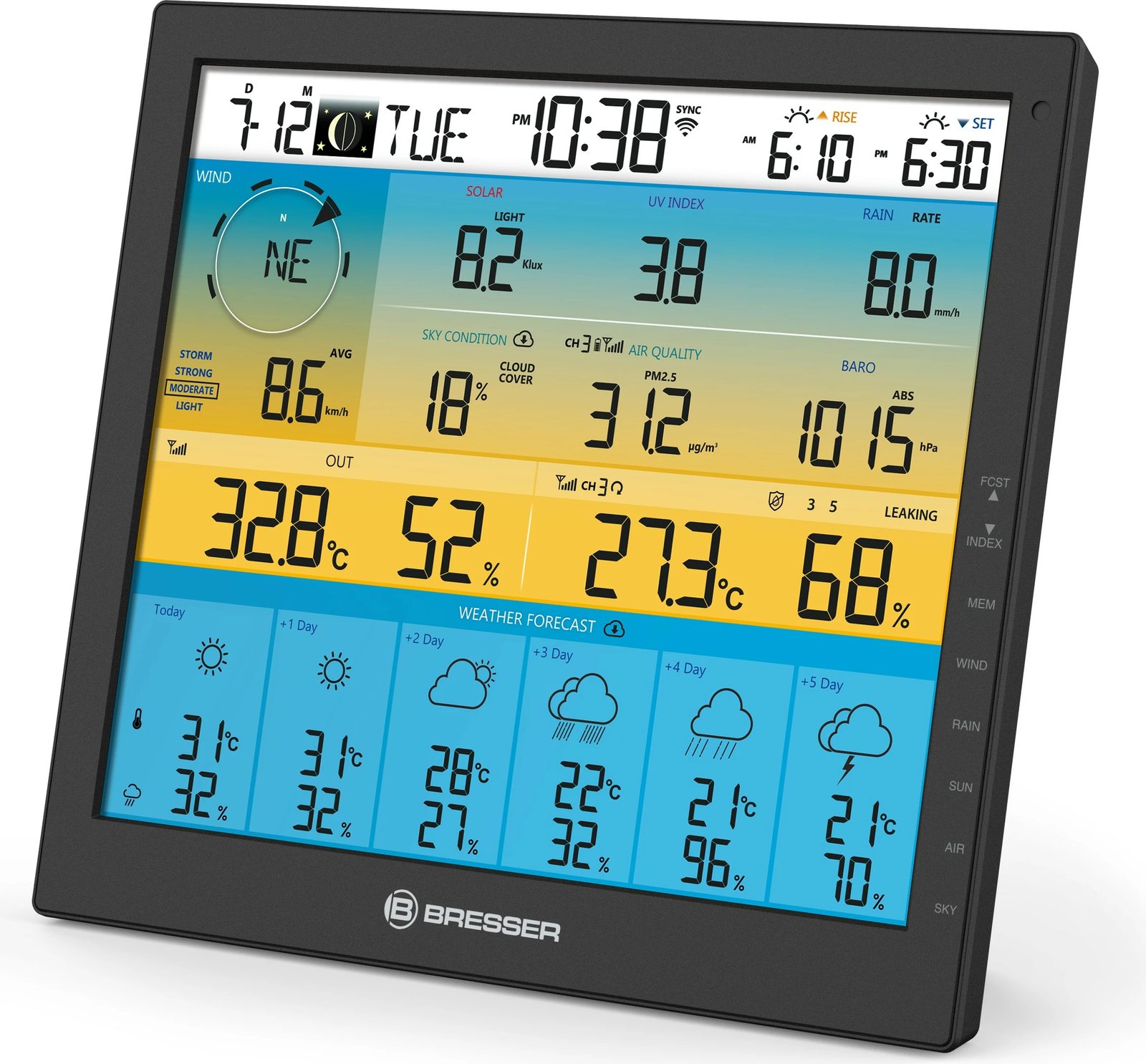 Stacion moti Bresser Wetter Center 7-in-1 solar 6-Tage 4cast Pro SF, i bardhë Stacion moti Bresser Wetter Center 7-in-1 solar 6-Tage 4cast Pro SF, i bardhë