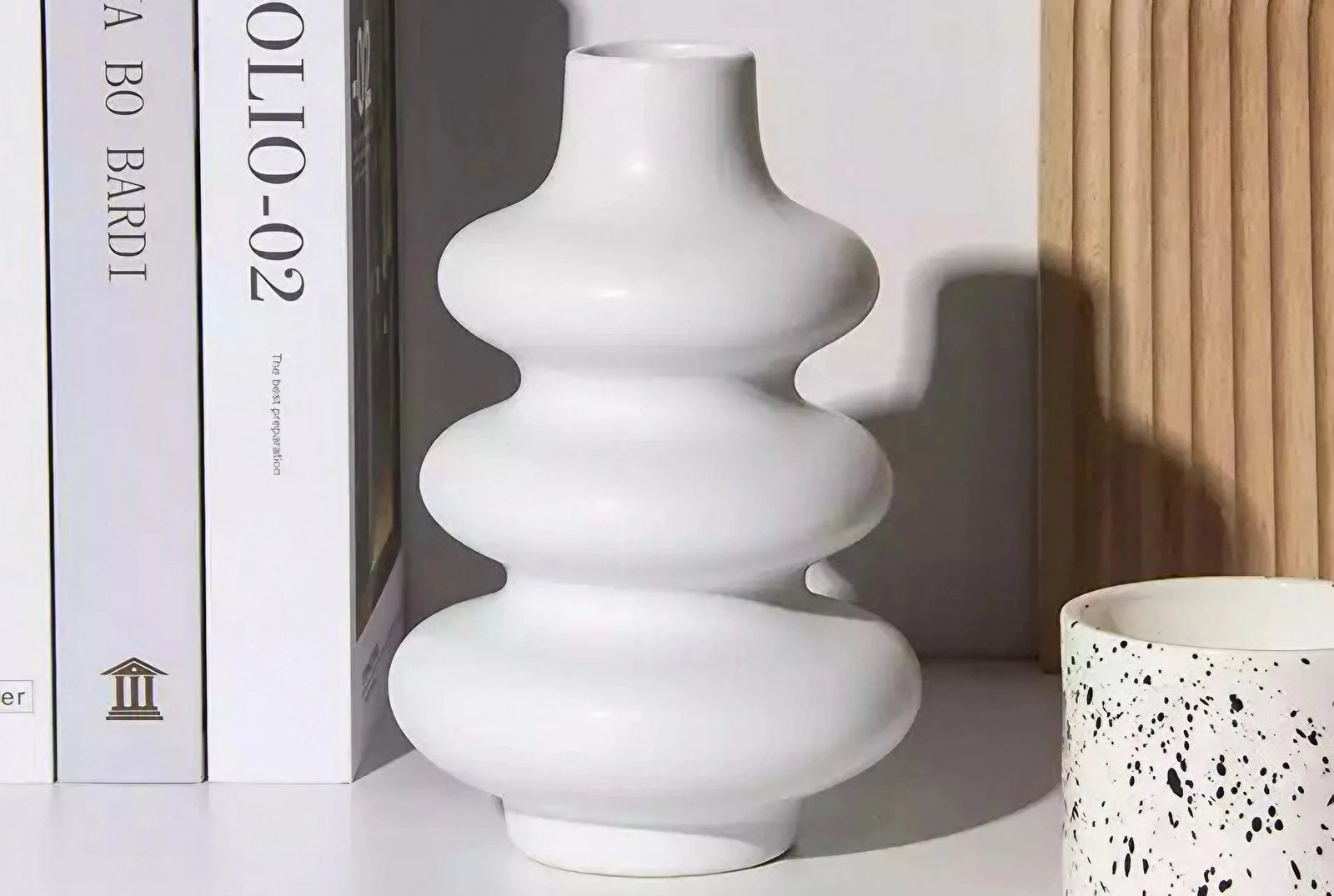 Vazo dekorative Evila Originals, e bardhë, CY0080, 8x8x20cm