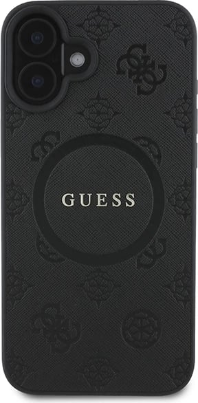 Mbështjellës Guess Saffiano Peony Classic Logo MagSafe për iPhone 16, i zi Mbështjellës Guess Saffiano Peony Classic Logo MagSafe për iPhone 16, i zi