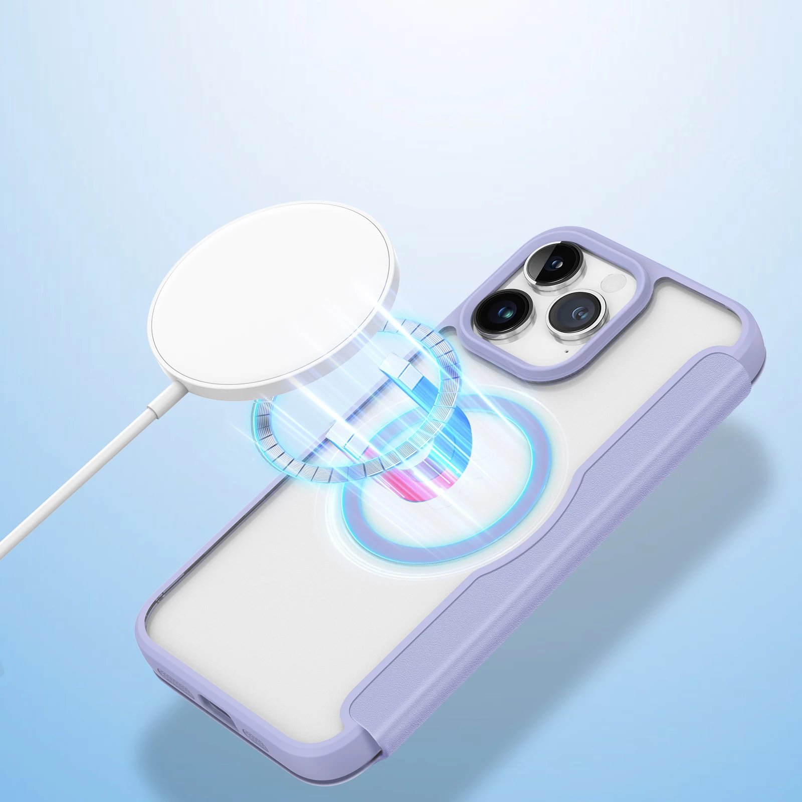 Mbështjellës Dux Ducis Skin X Pro për iPhone 15 Pro Max, me MagSafe, me kapak, Vjollcë