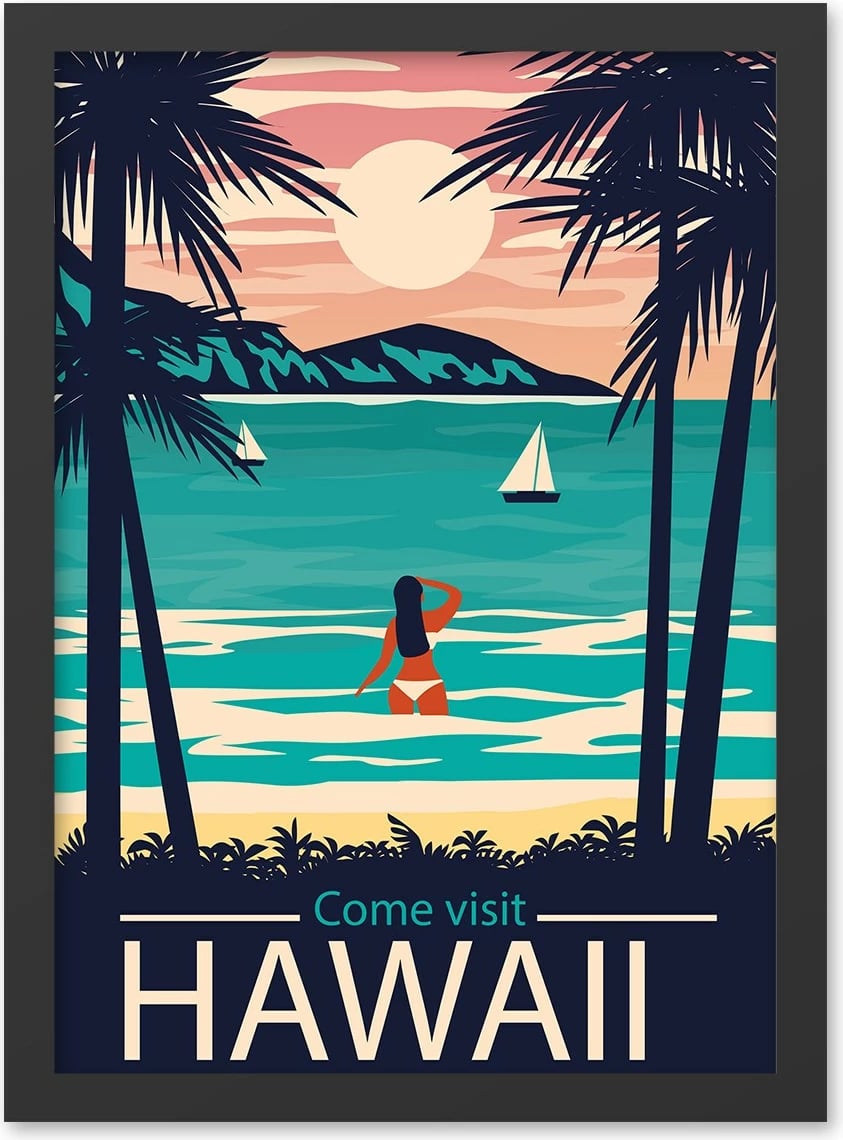 Pikturë dekorative me kornizë, MDF, Wallity, Hawaii 2, 40x55cm