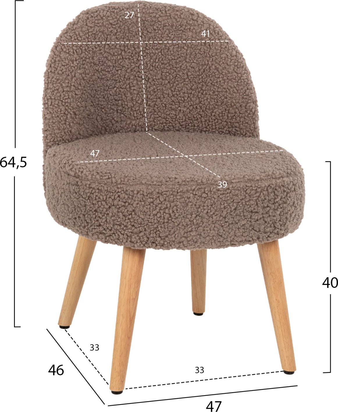 Karrige YASMINE FH8395.25 shpinë e ulët, pëlhurë boucle ngjyrë kafe e lehtë, 47x46x64.5H cm.