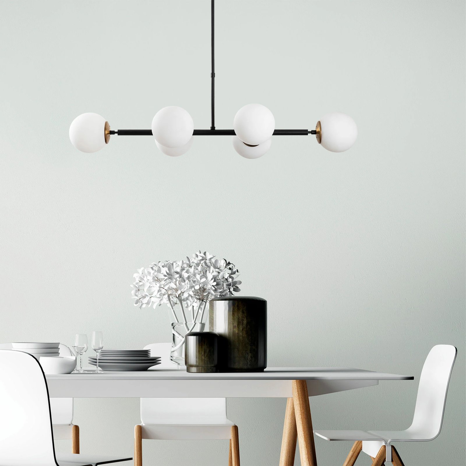 Llambë tavani Opviq Fazli - 10485, ngjyrë e zezë, antike, krem, 6 copa