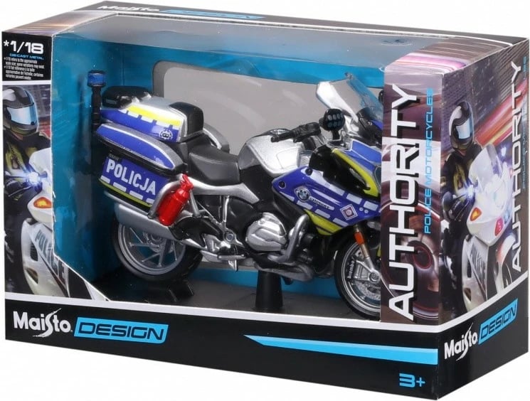 Model motoçiklete metalike Maisto Poland Police 1:18, zi/blu/argjend