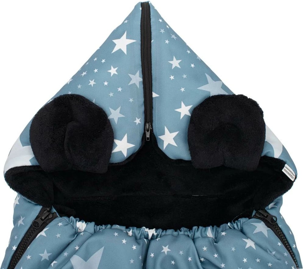 Thes gjumi dimri për karrocë dhe ulëse makine, NEW BABY, Starfish, 112x54 cm, fleece, me vrima për rripa, gri