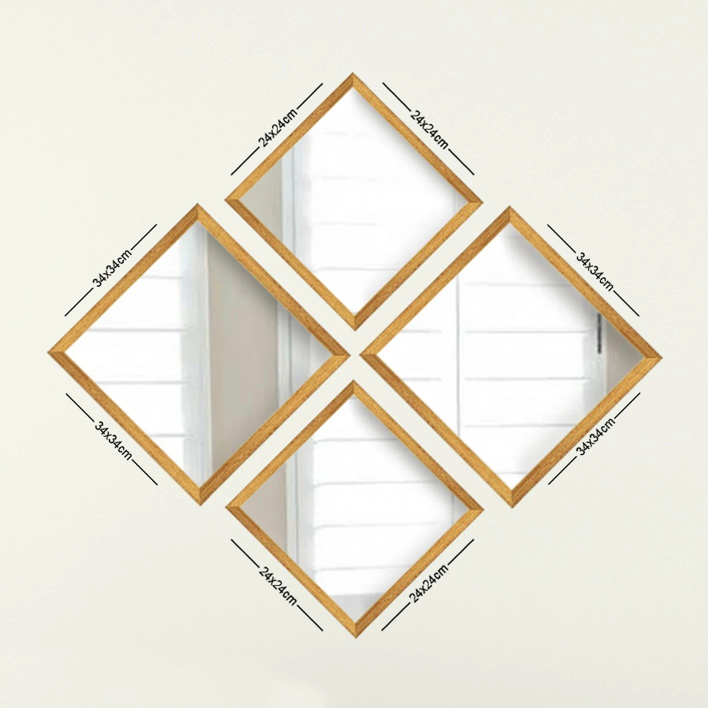 Set pasqyrash (4 copë), Wallity, SETAYNA_046, ngjyrë ari dhe argjendi