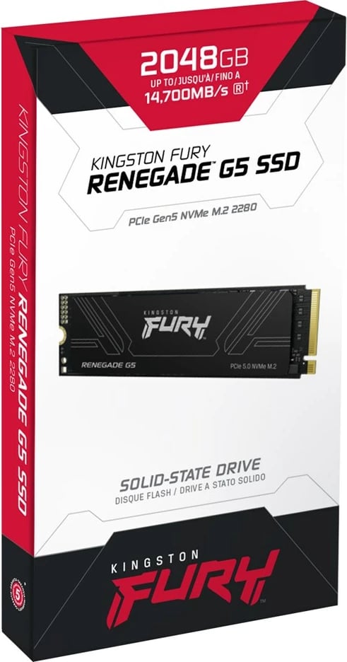 SSD Kingston FURY RENEGADE G5, 2TB, M.2 2280, NVMe PCIe 5.0, e zezë