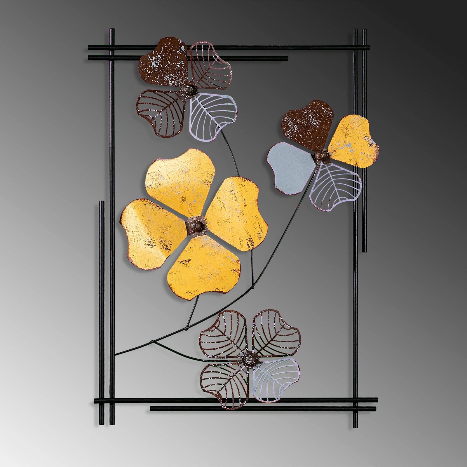 Aksesor dekorativ metalik për mur, Wallity Shannan 3, shumëngjyrësh, 50x70x4cm