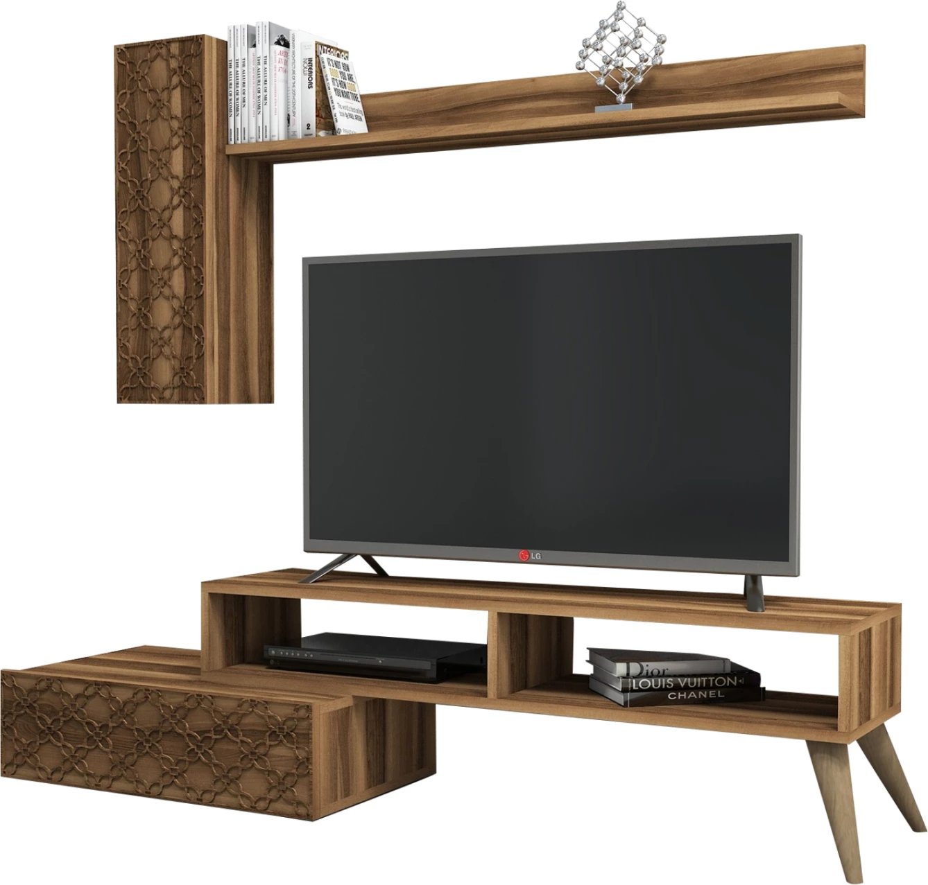 Set mobiljesh për TV, ngjyrë arre, FH9518.03, 150x37.2x37.8 cm