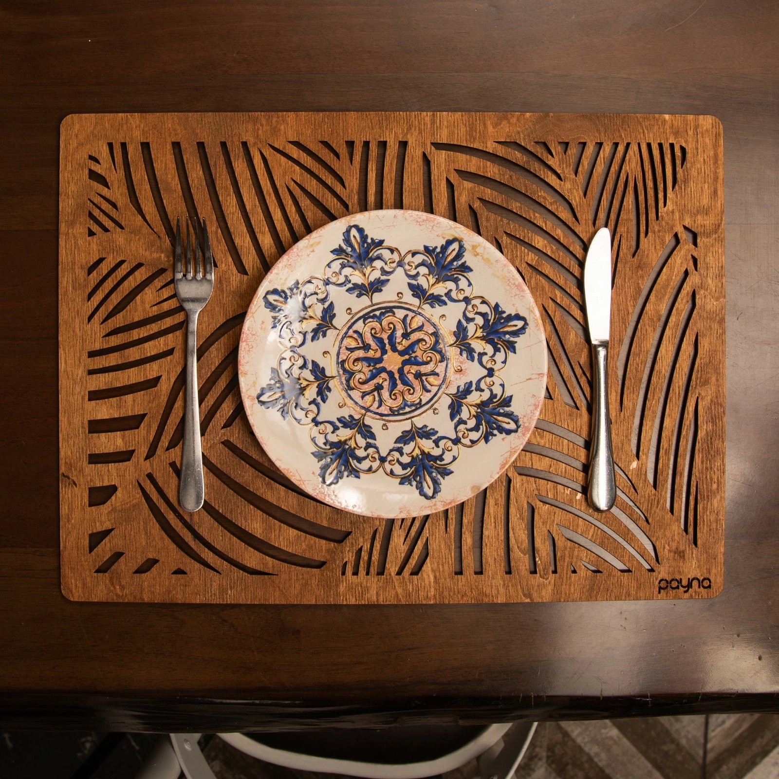 Set nënshtruesish tavoline prej druri, 6 copë, ngjyrë arre, Hermia