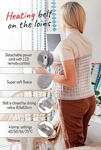 Rrip ngrohës për mesit, Adler AD 7437, 100W, 4 nivele temperature, fikje automatike 90 min, 32x72cm, Plug C, gri e çelët