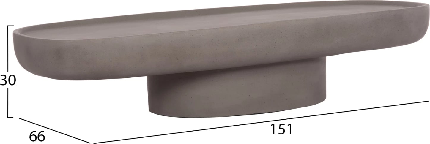 Tavolinë e ulët kafeje DESSY, fibër-cement, ngjyrë gri, FH18153.03, 151x66x30cm