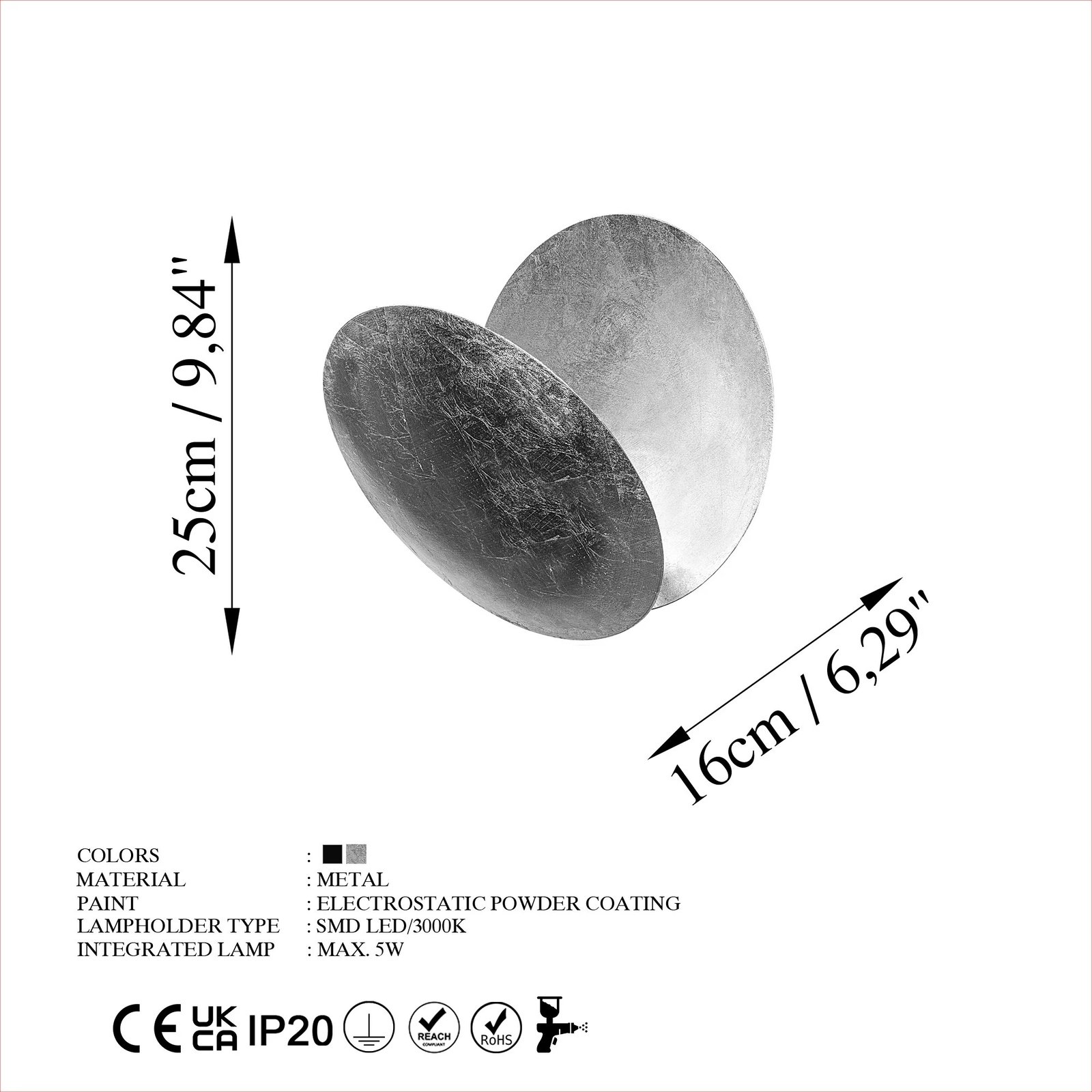 Llambë muri Opviq, Yosma-13641, ngjyrë argjendi