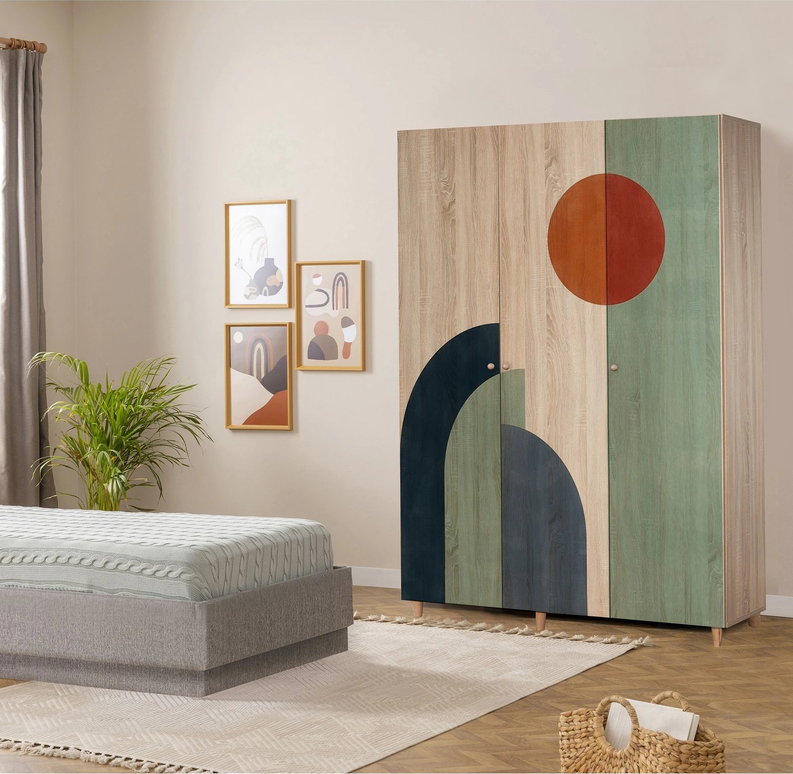 Dollap Lena 3, ngjyrë sonomo, Skye Decor, 135x192x52cm