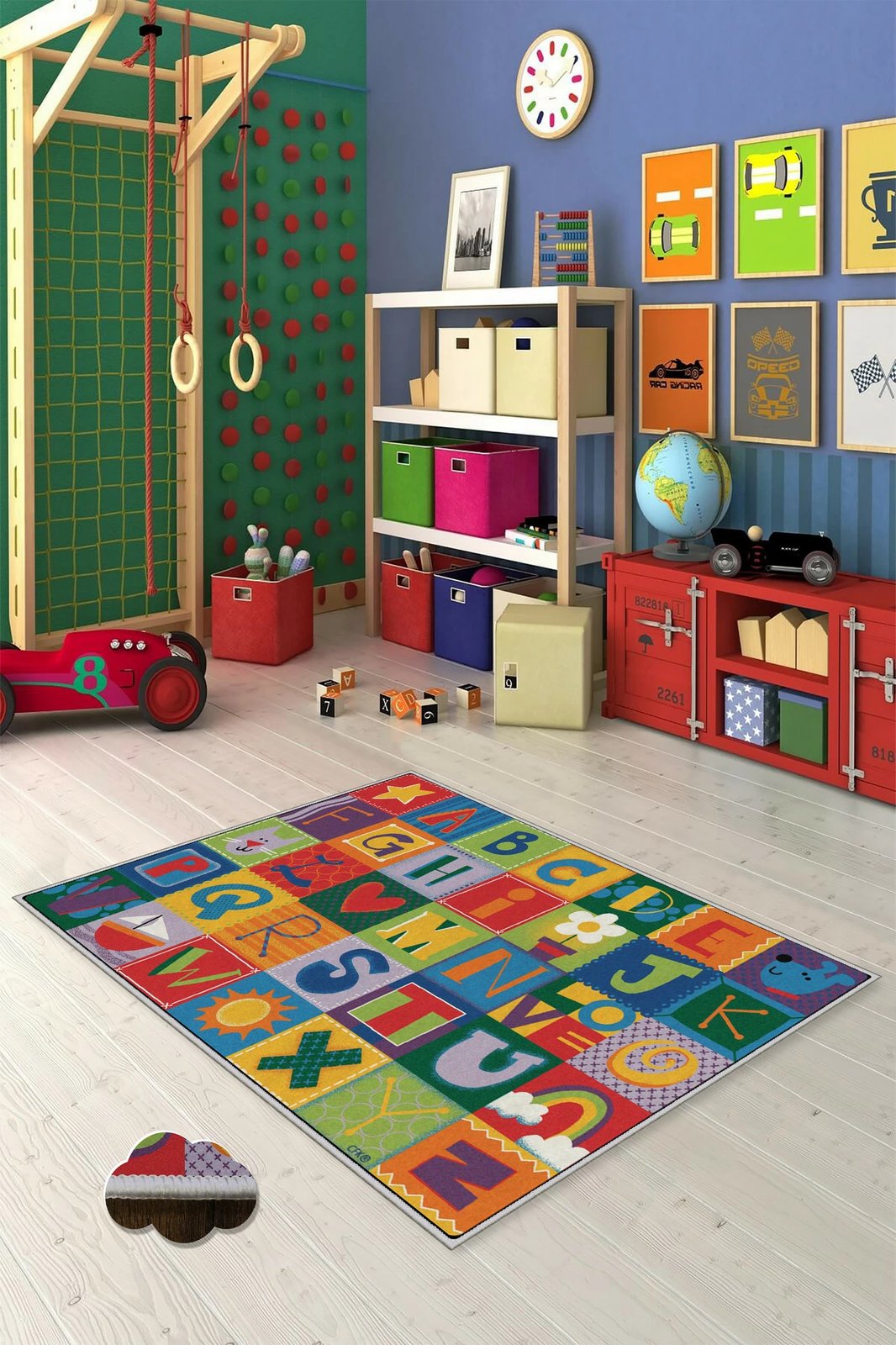 Qilim shumëngjyrësh për fëmijë, alfabet, 120x180cm, WOOKECE113