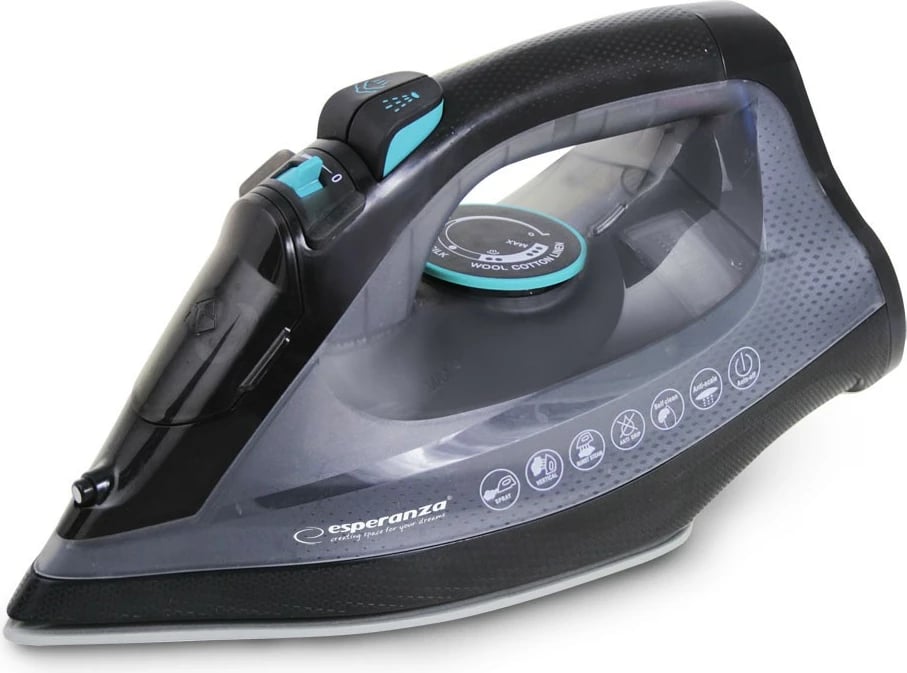 Hekur avulli pa kabëll, Esperanza Velvet, 2600W keramike, depo 300 ml, zi/blu deti