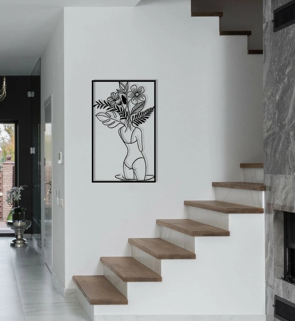 Aksesor dekorativ metalik për mur, Wallity, Gupse, ngjyrë e zezë, 38x61cm