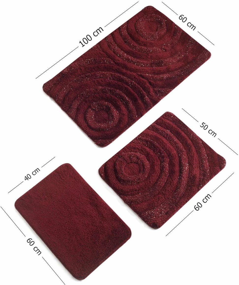 Set tapetash për banjo, akrilik, 3 copë, Mijölnir, valë, e kuqe
