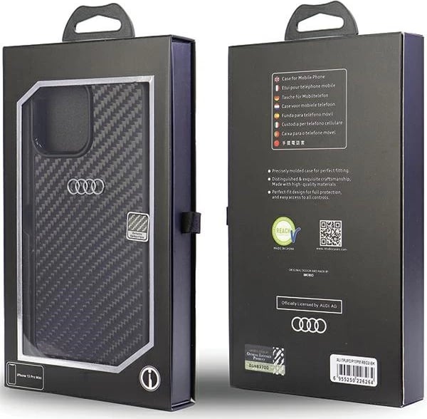 Mbështjellës Audi Carbon Fiber për iPhone 13 Pro Max 6.7", i zi