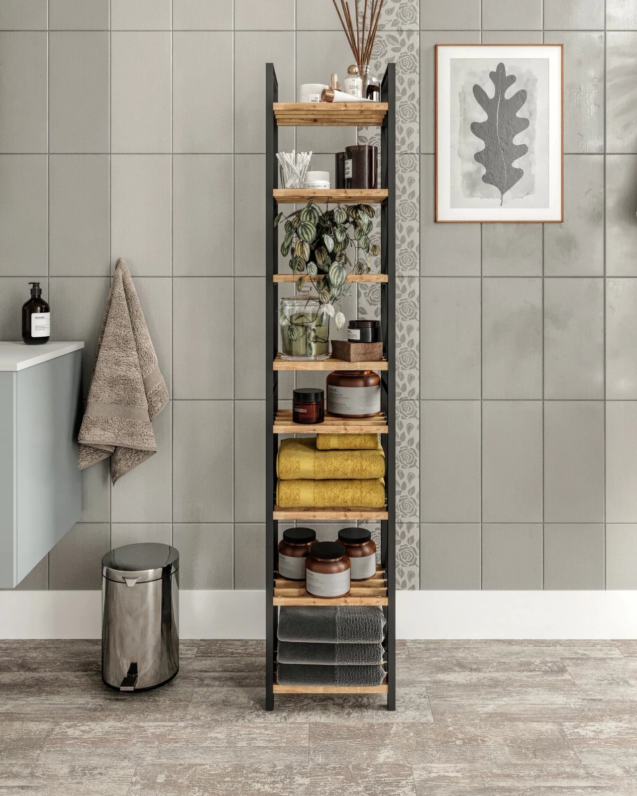 Raft multifunksional Skye Decor, Mini Flower 8, ngjyrë e zezë