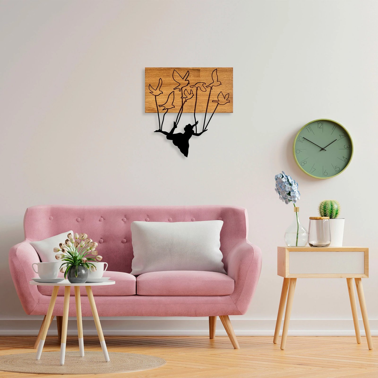 Aksesor dekorativ për mur, dru dhe metal, Wallity MA-310, ngjyrë arre/zezë, 58x60cm