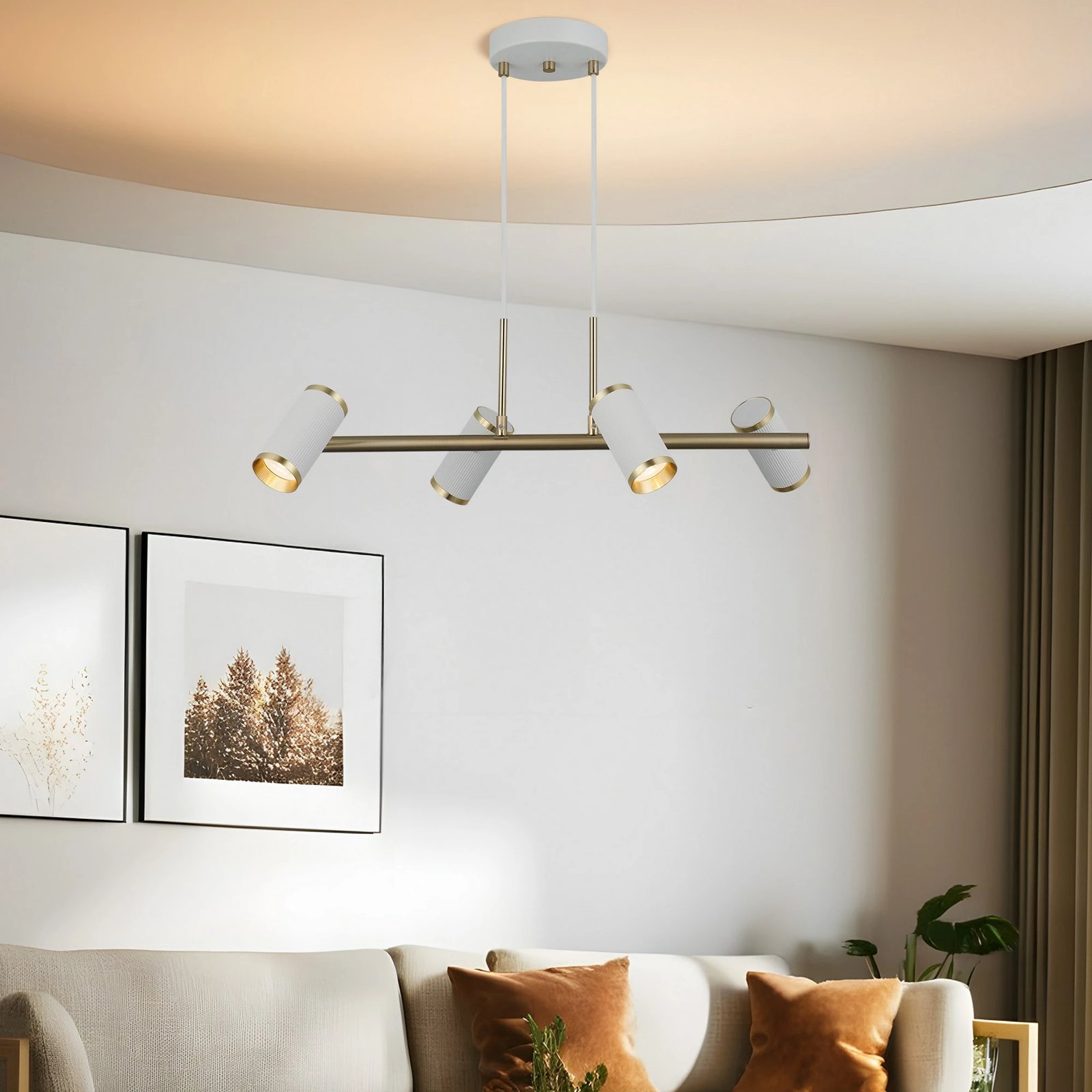 Llambë tavani Opviq, Lume - 71-04-L, metalike, ngjyrë e bardhë dhe llak antik, lartësi e rregullueshme