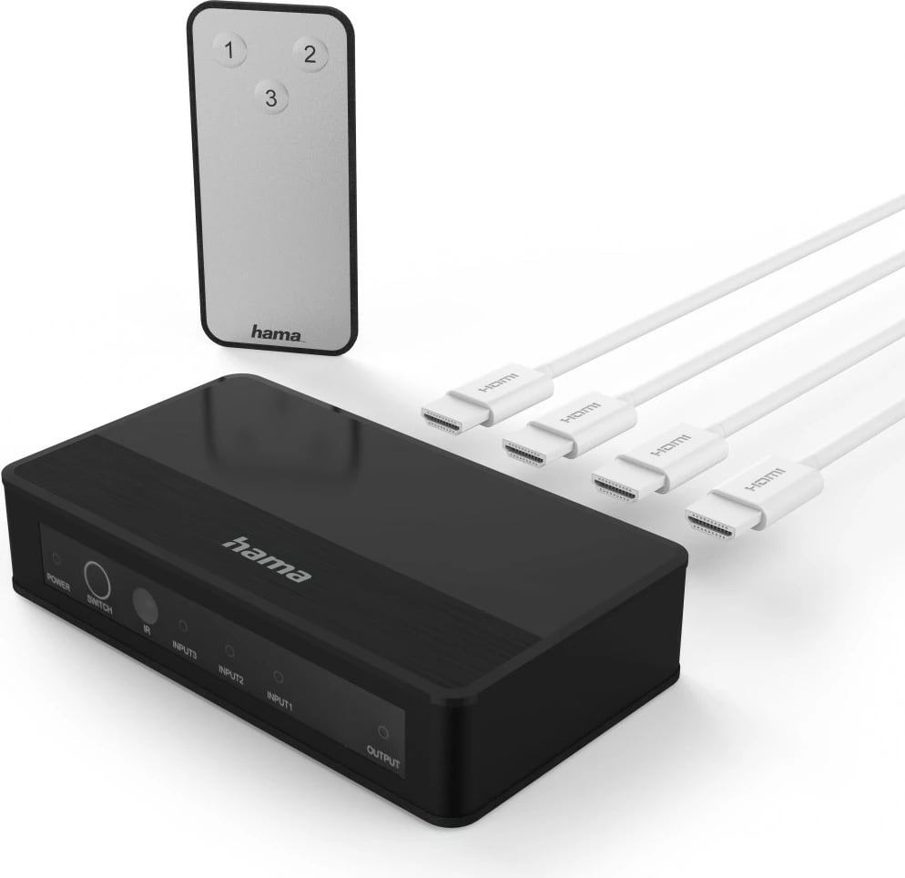 Shpërndares sinjali Hama 4k-HDMI™3x1 me telekomand, 121770