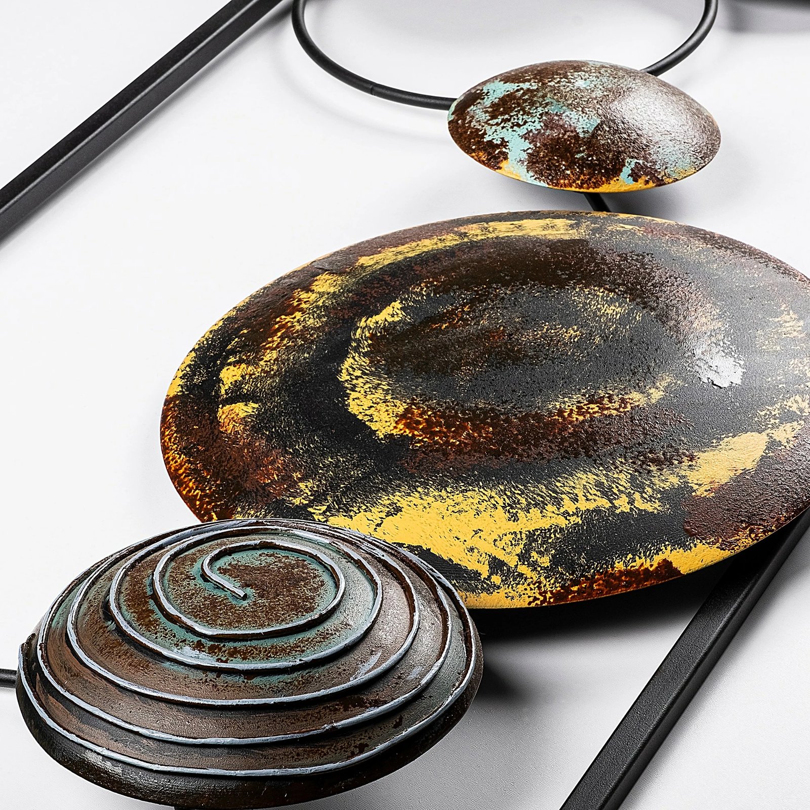 Aksesor dekorativ metalik për mur Wallity, teksturë, shumëngjyrësh - 5