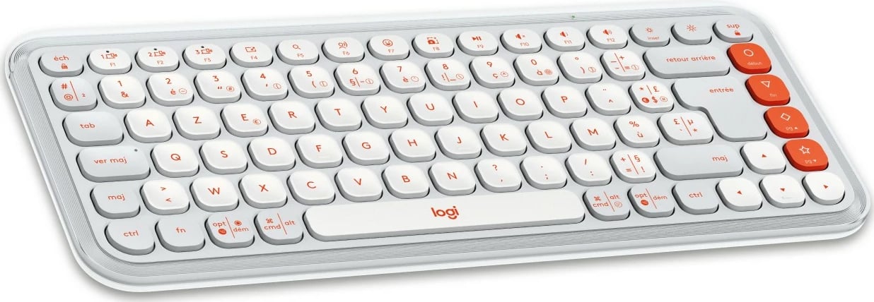 Tastierë dhe maus Logitech POP ICON COMBO, Wireless, Bluetooth, Scissor key switch, AZERTY, Portokalli, Bardhë