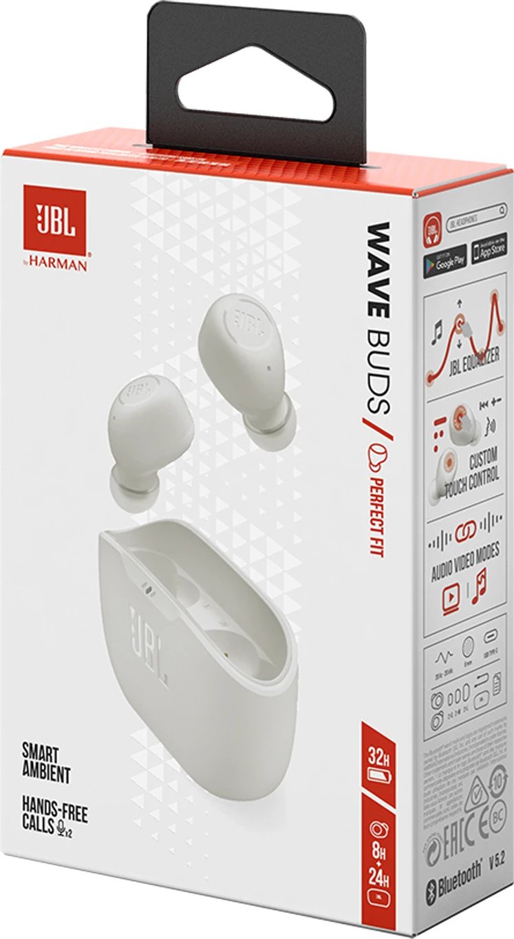 Kufje JBL Wave Buds TWS, Bluetooth 5.2, të bardha