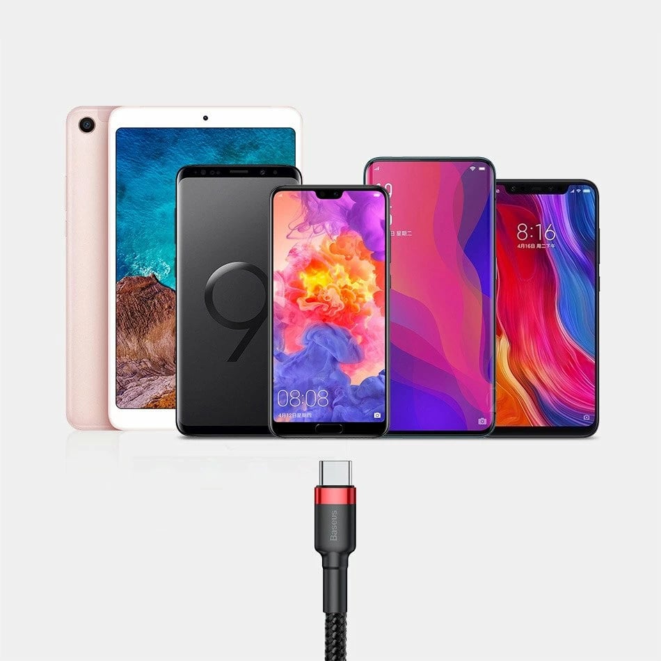 Kabllo Baseus Cafule, USB në USB-C, 3 metra, i kuq