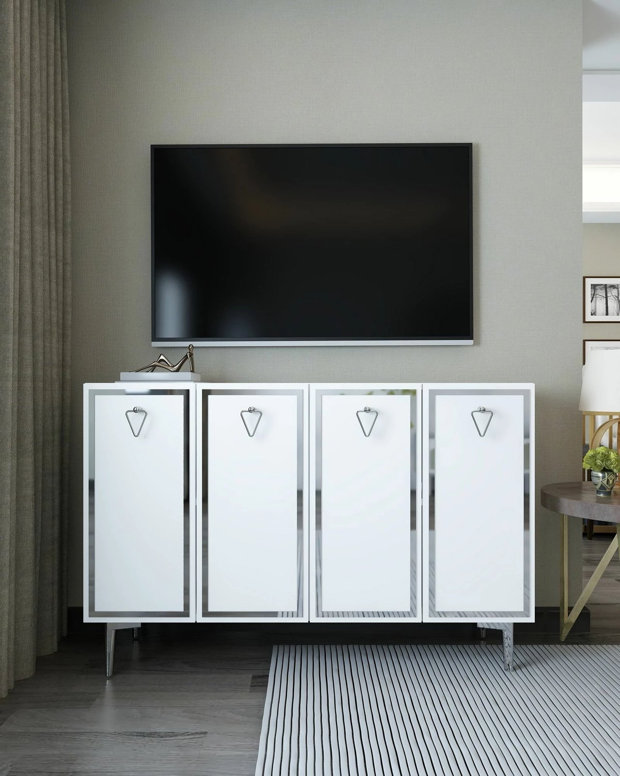 Konsol Skye Decor, 8160KM-1, e bardhë, argjend