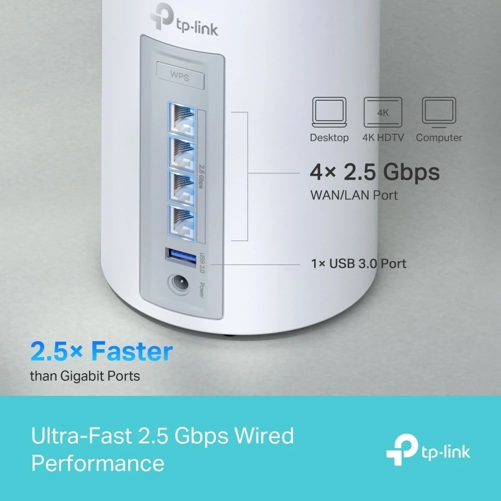 Router mesh TP-LINK Deco BE65, Wi-Fi 7, 3 copë, Bardhë