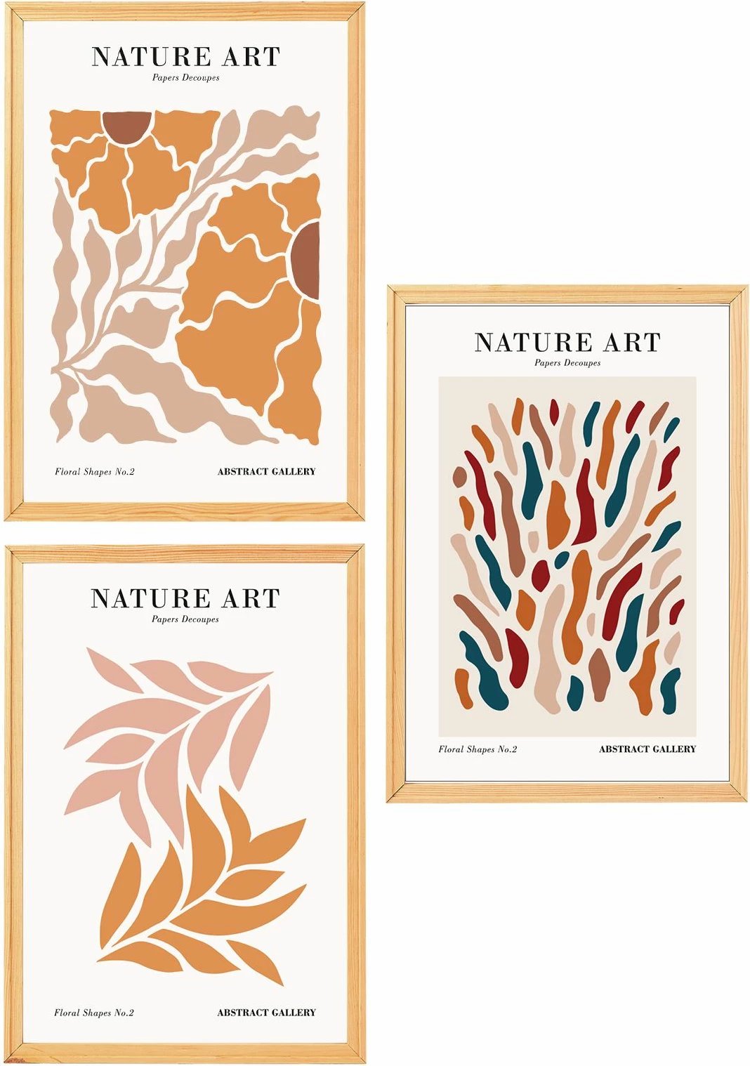Set pikturash dekorative me kornizë MDF, 3 copë, Wallity, Myk3008-1