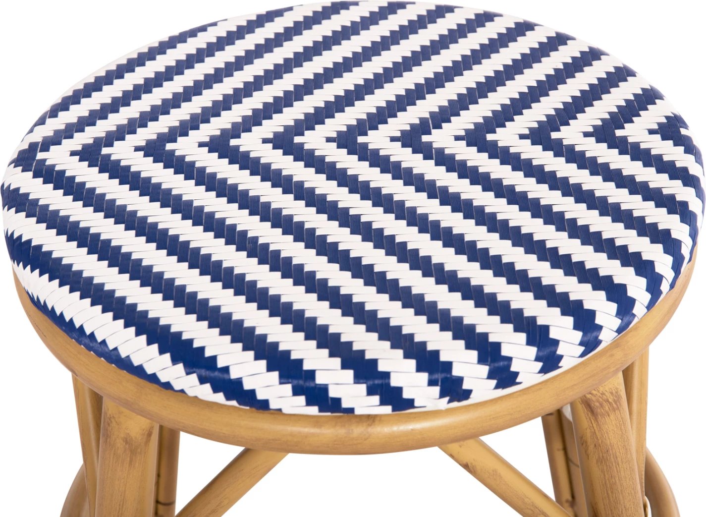 Karrige për bar, alumini, pamje bambuje, FH6285.05, ngjyrë bardhë & kaltër, Φ36x46Hcm