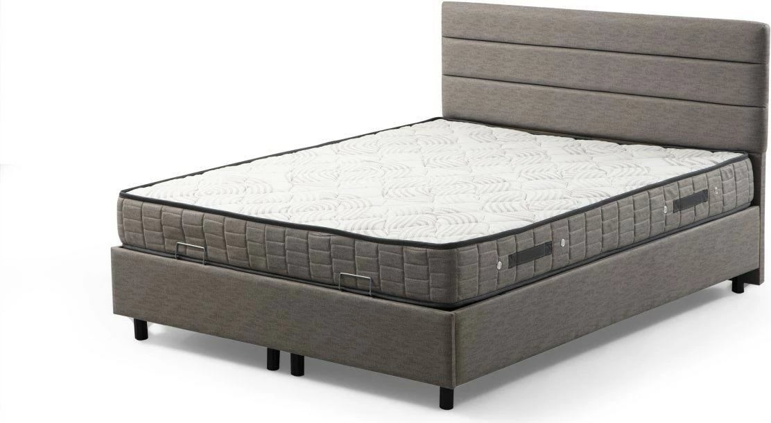 Baza dhe shtrati dopio me shpinore, ngjyrë gri e çelët, Skye Decor, 150x200cm