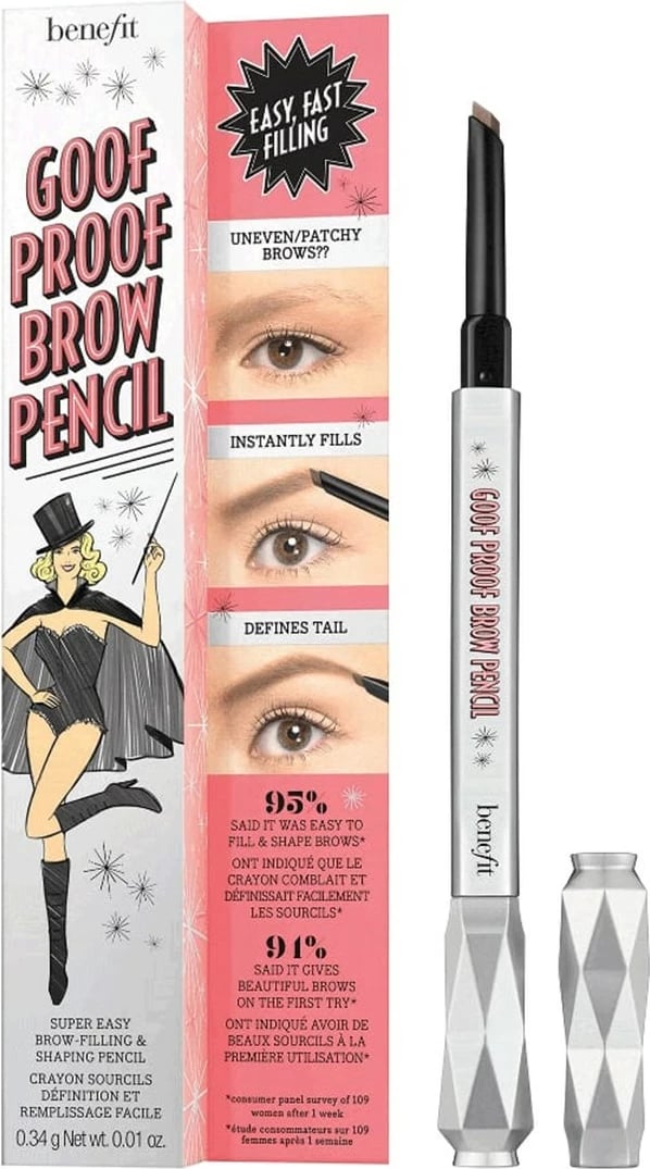 Laps për vetulla Benefit Goof Proof Brow Pencil për femra 4 Warm Deep Brown 0.34g