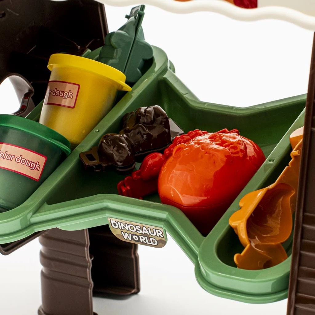 tavolinë lojërash për fëmijë, Baby Mix, Dinosaur World, me plastelinë dhe kallëpe, 58 x 66.5 x 24.5 cm, portokalli, set